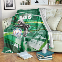 Personalized Saudi Arabia Football Blanket Green Falcon National Pride Mascot