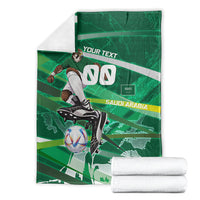 Personalized Saudi Arabia Football Blanket Green Falcon National Pride Mascot