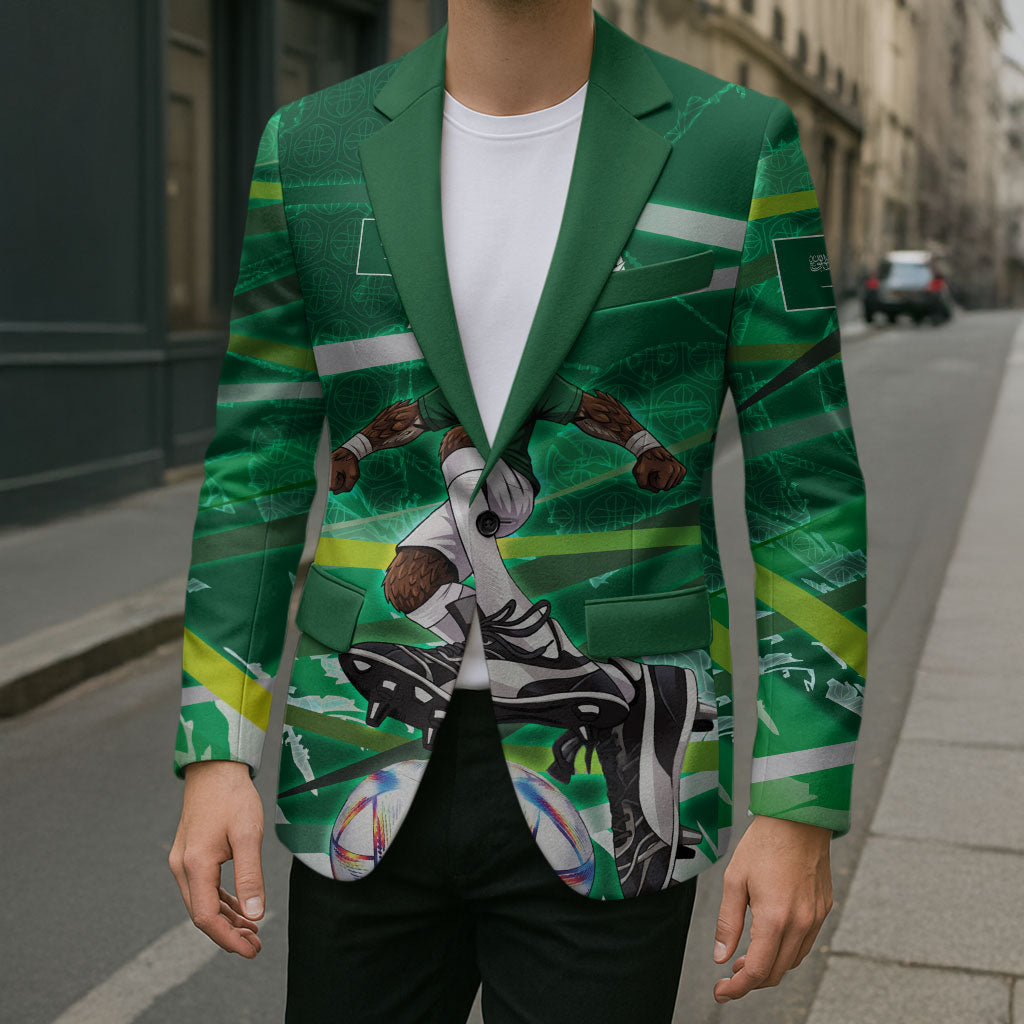 Personalized Saudi Arabia Football Blazer Green Falcon National Pride Mascot