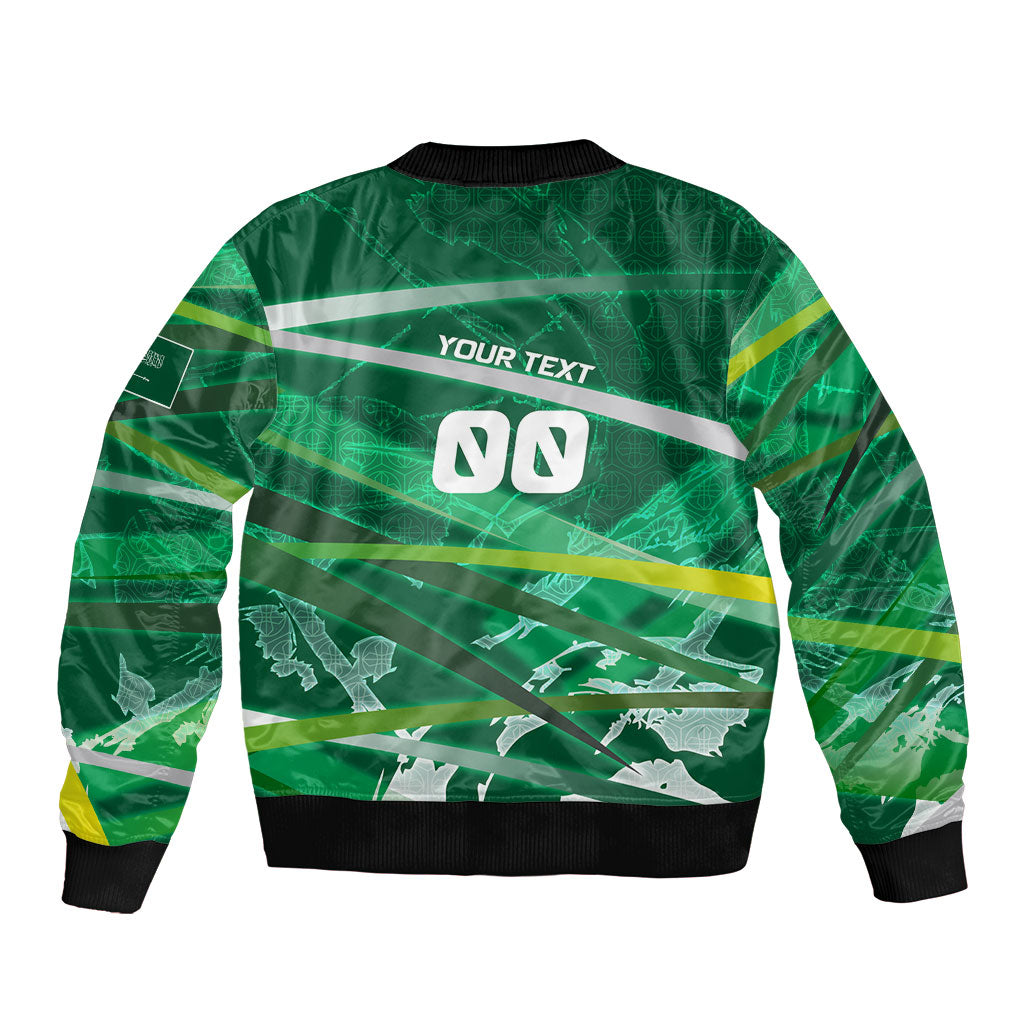 Personalized Saudi Arabia Football Bomber Jacket Green Falcon National Pride Mascot