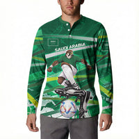 Personalized Saudi Arabia Football Button Sweatshirt Green Falcon National Pride Mascot