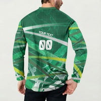 Personalized Saudi Arabia Football Button Sweatshirt Green Falcon National Pride Mascot