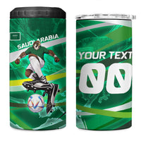 Personalized Saudi Arabia Football 4 in 1 Can Cooler Tumbler Green Falcon National Pride Mascot