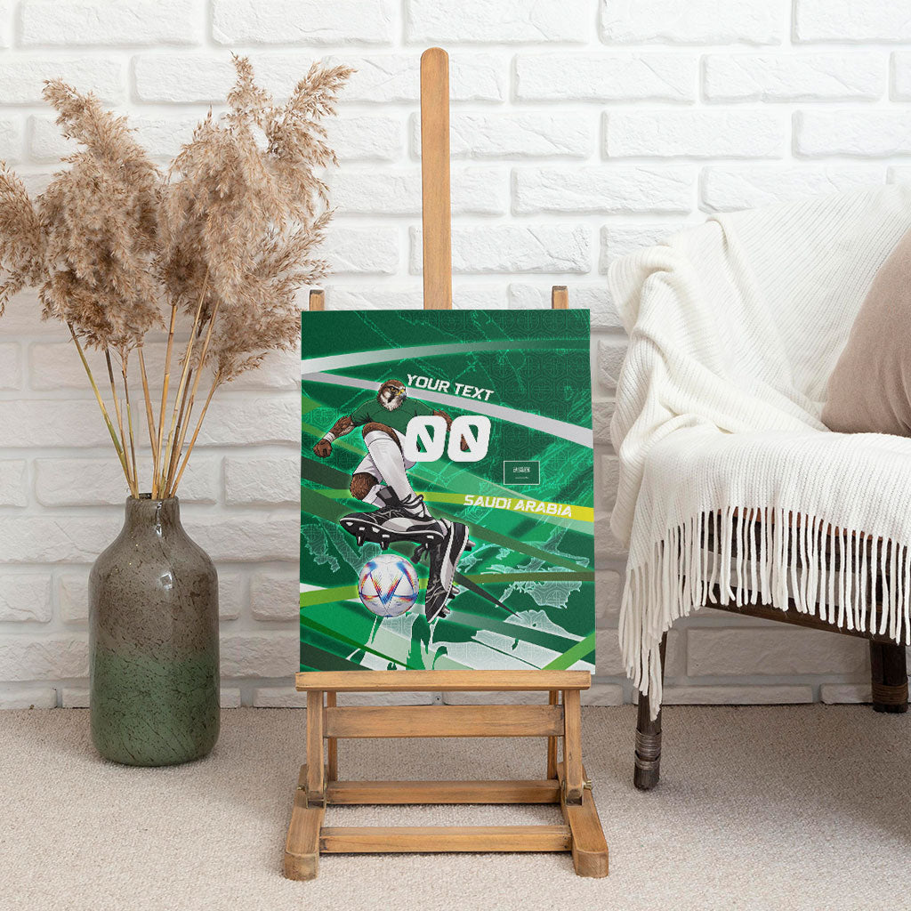 Personalized Saudi Arabia Football Canvas Wall Art Green Falcon National Pride Mascot