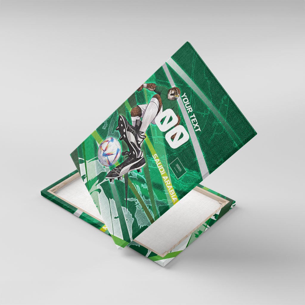 Personalized Saudi Arabia Football Canvas Wall Art Green Falcon National Pride Mascot