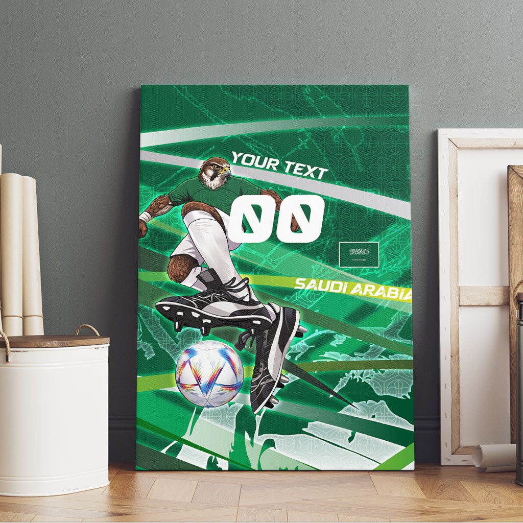 Personalized Saudi Arabia Football Canvas Wall Art Green Falcon National Pride Mascot
