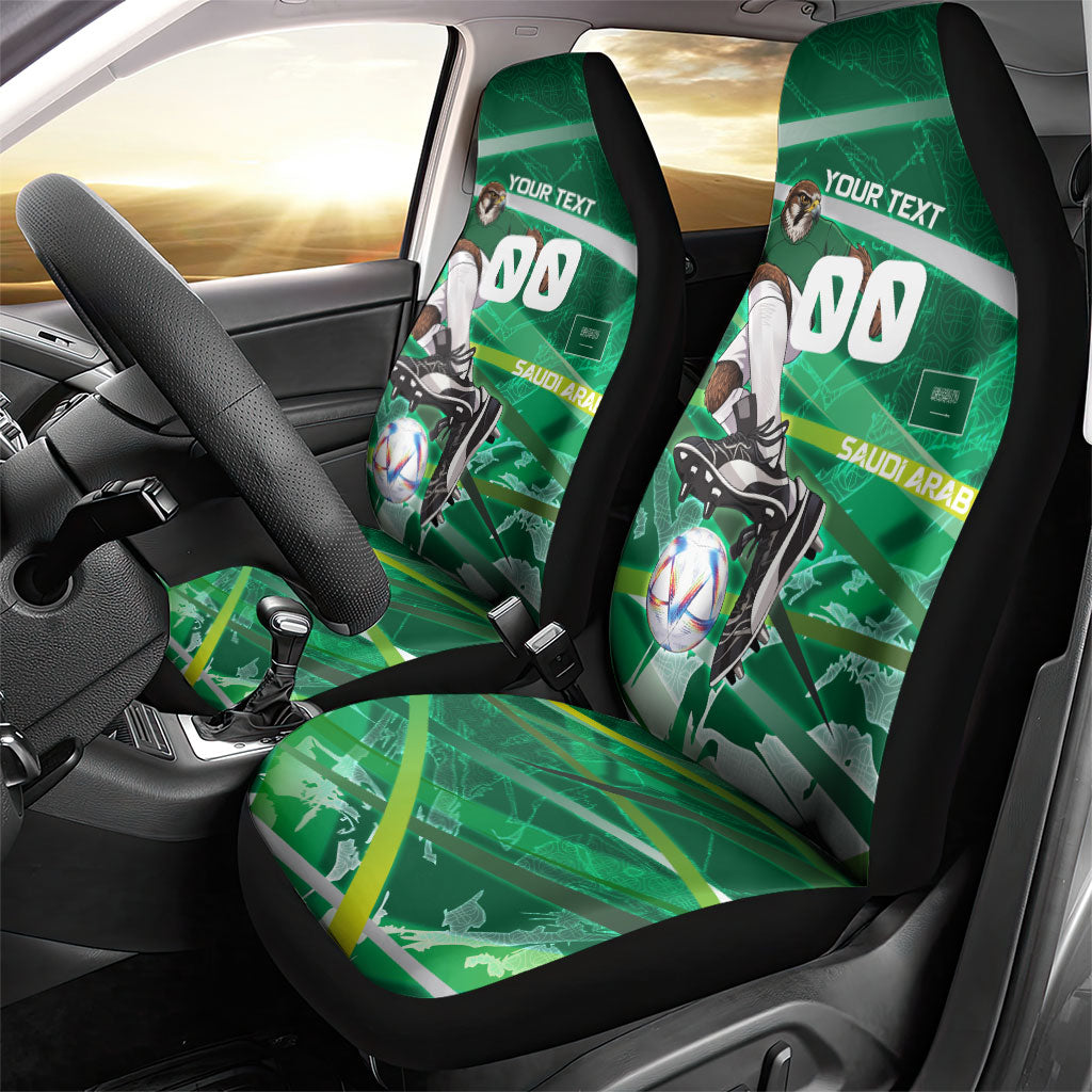 Personalized Saudi Arabia Football Car Seat Cover Green Falcon National Pride Mascot