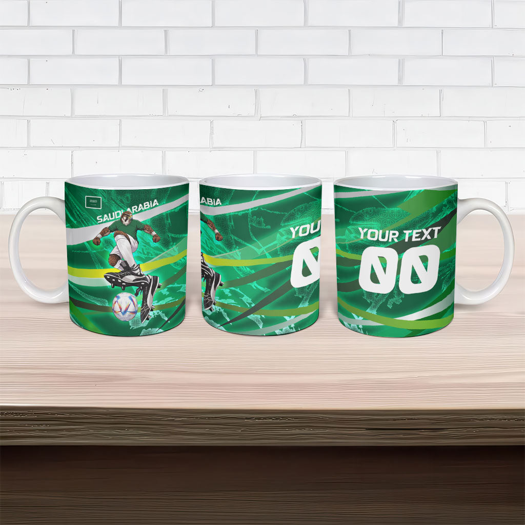 Personalized Saudi Arabia Football Ceramic Mug Green Falcon National Pride Mascot