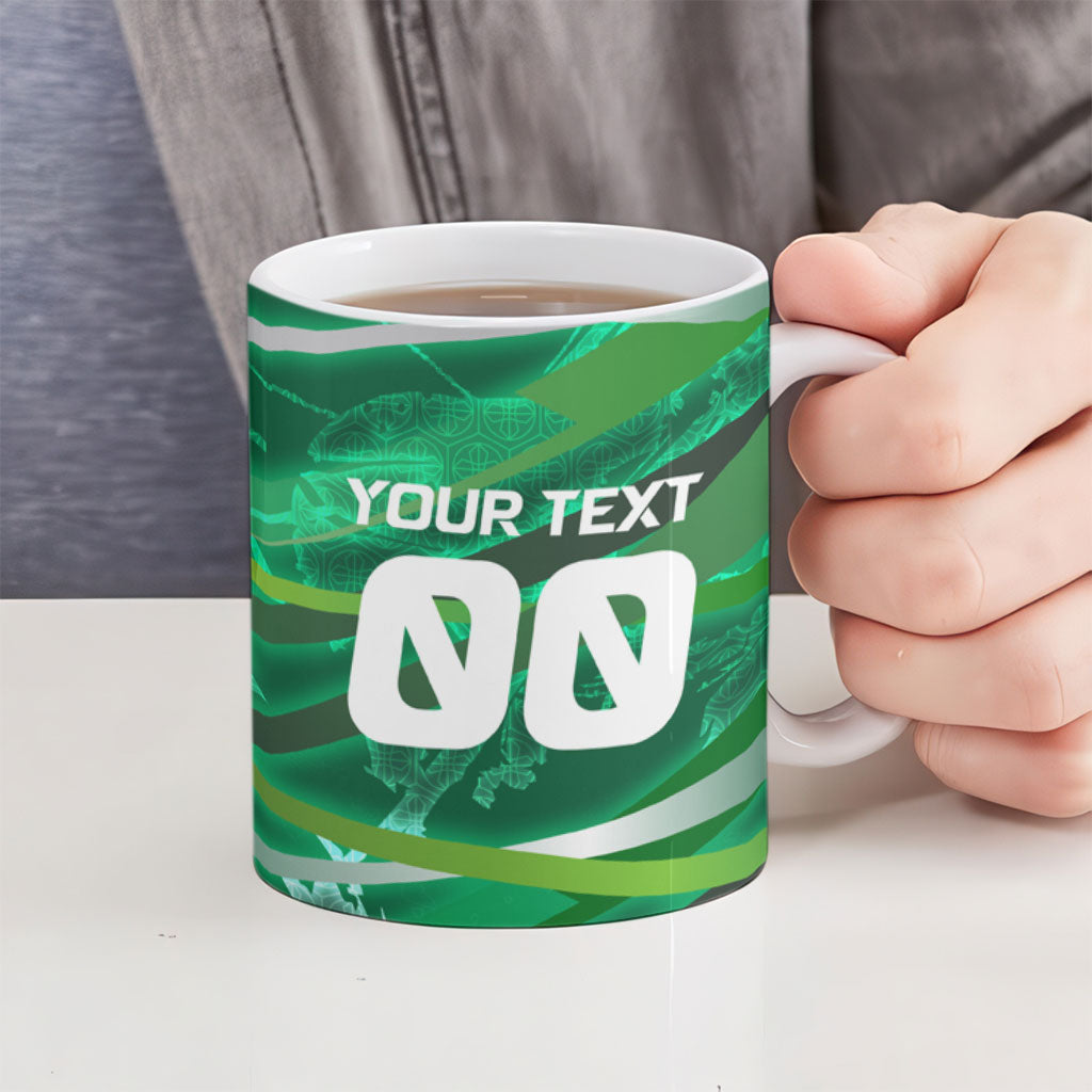 Personalized Saudi Arabia Football Ceramic Mug Green Falcon National Pride Mascot