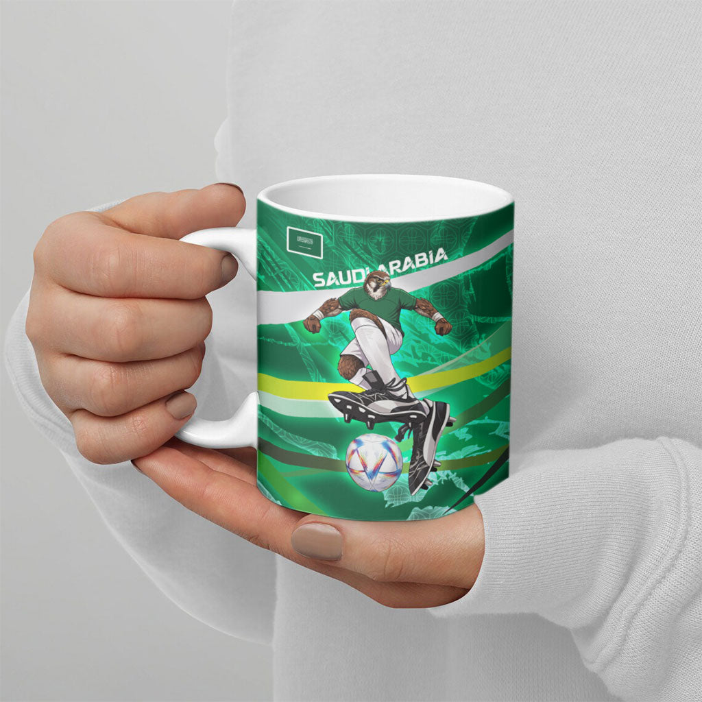 Personalized Saudi Arabia Football Ceramic Mug Green Falcon National Pride Mascot
