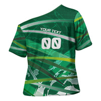 Personalized Saudi Arabia Football Cross Shoulder Shirt Green Falcon National Pride Mascot