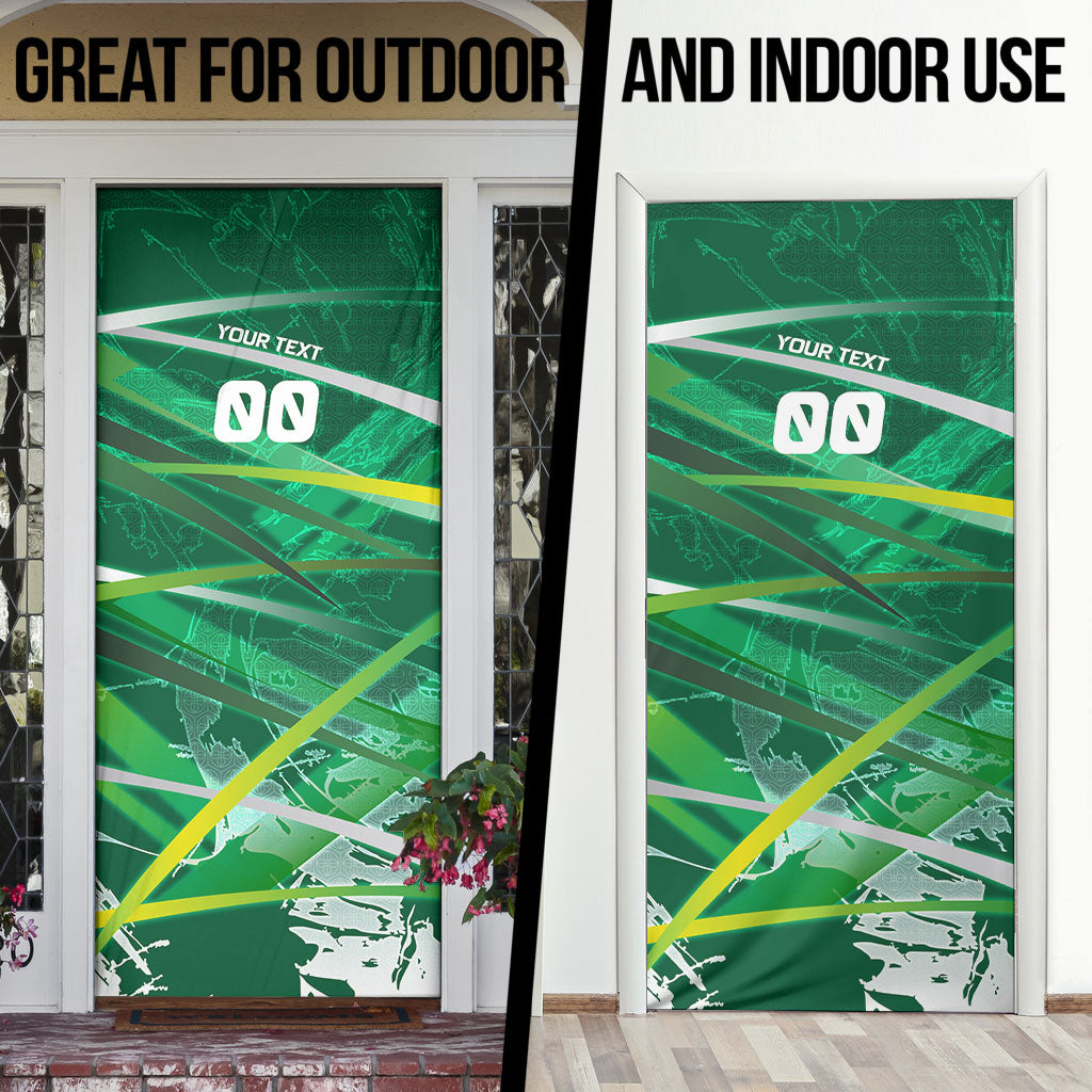 Personalized Saudi Arabia Football Door Cover Green Falcon National Pride Mascot