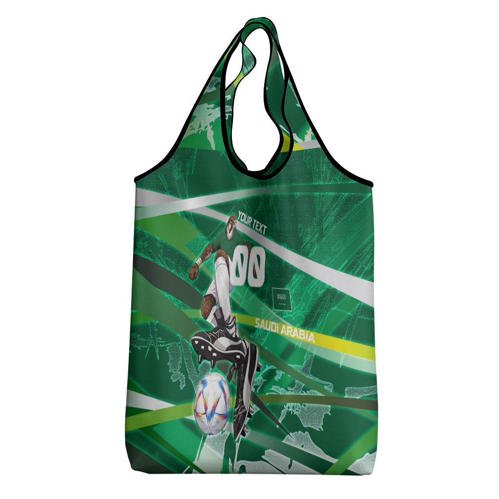 Personalized Saudi Arabia Football Grocery Bag Green Falcon National Pride Mascot