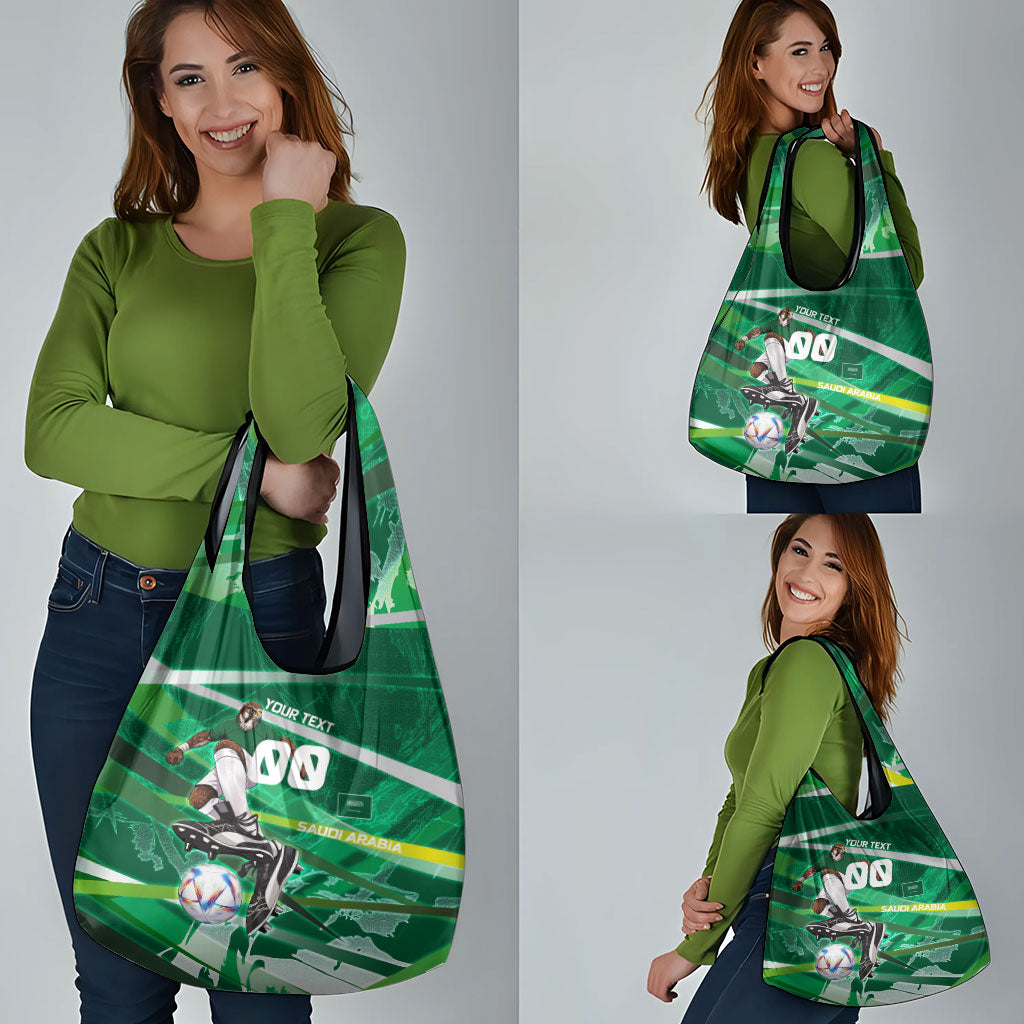 Personalized Saudi Arabia Football Grocery Bag Green Falcon National Pride Mascot