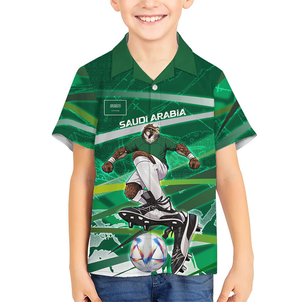 Personalized Saudi Arabia Football Hawaiian Shirt Green Falcon National Pride Mascot