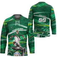 Personalized Saudi Arabia Football Hockey Jersey Green Falcon National Pride Mascot