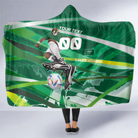 Personalized Saudi Arabia Football Hooded Blanket Green Falcon National Pride Mascot