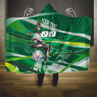 Personalized Saudi Arabia Football Hooded Blanket Green Falcon National Pride Mascot