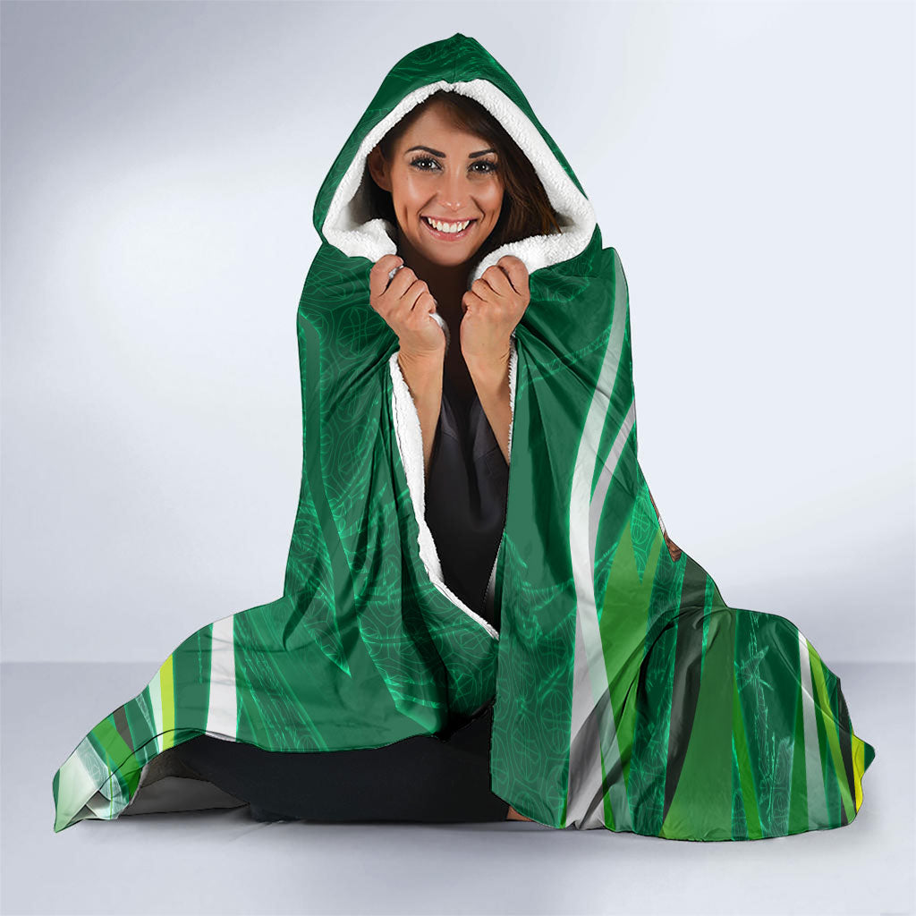 Personalized Saudi Arabia Football Hooded Blanket Green Falcon National Pride Mascot