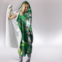 Personalized Saudi Arabia Football Hooded Blanket Green Falcon National Pride Mascot