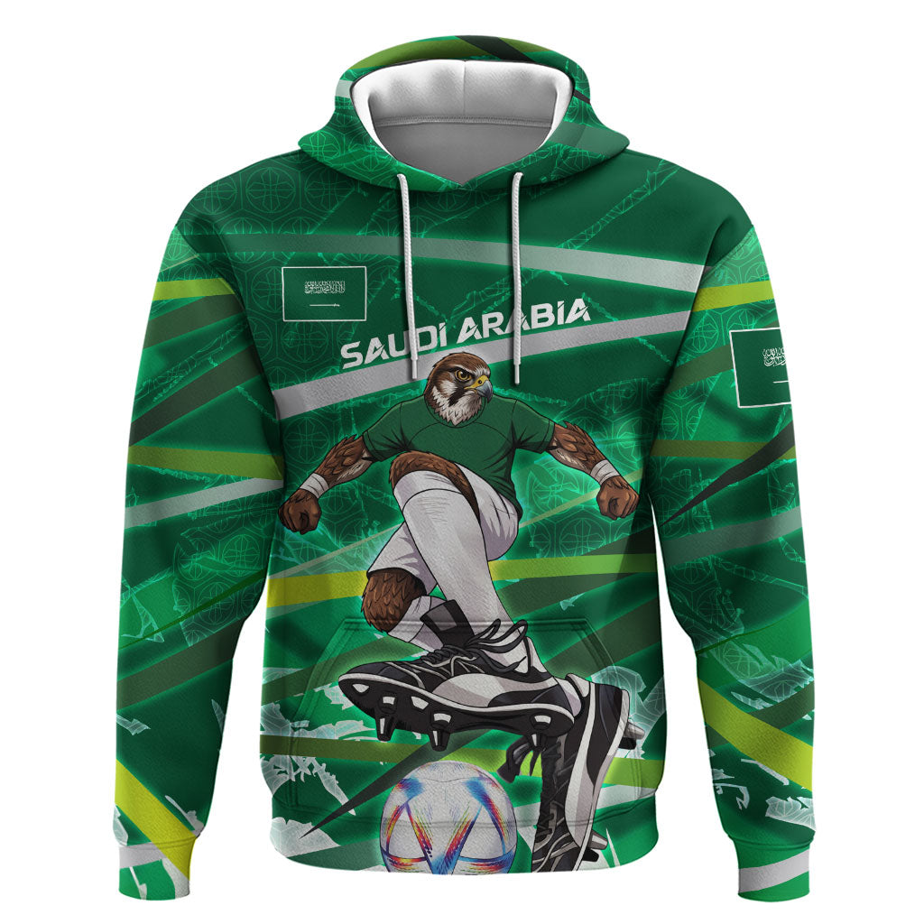 Personalized Saudi Arabia Football Hoodie Green Falcon National Pride Mascot