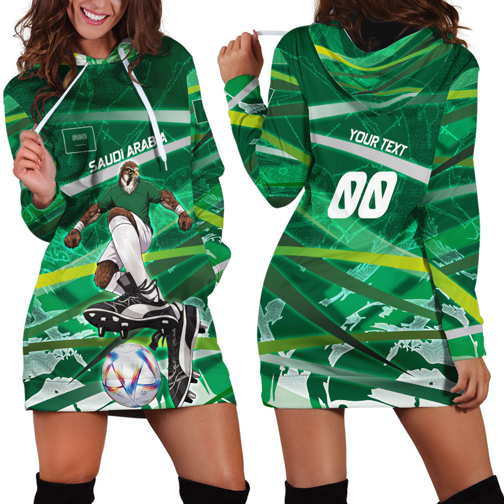 Personalized Saudi Arabia Football Hoodie Dress Green Falcon National Pride Mascot