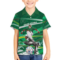 Personalized Saudi Arabia Football Kid Hawaiian Shirt Green Falcon National Pride Mascot