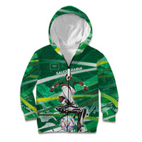 Personalized Saudi Arabia Football Kid Hoodie Green Falcon National Pride Mascot