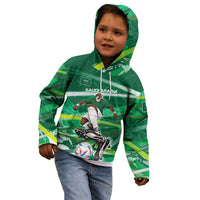 Personalized Saudi Arabia Football Kid Hoodie Green Falcon National Pride Mascot