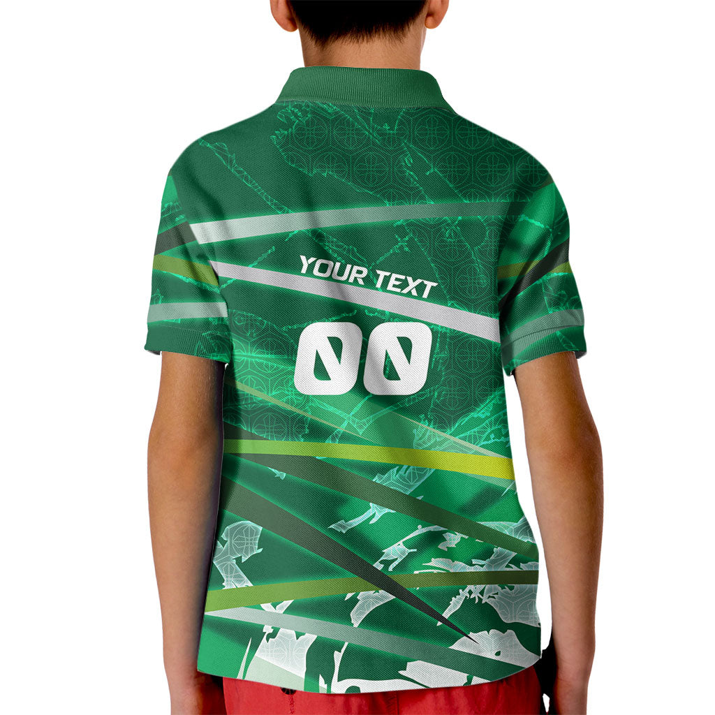 Personalized Saudi Arabia Football Kid Polo Shirt Green Falcon National Pride Mascot