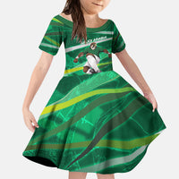 Personalized Saudi Arabia Football Kid Short Sleeve Dress Green Falcon National Pride Mascot