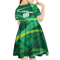 Personalized Saudi Arabia Football Kid Short Sleeve Dress Green Falcon National Pride Mascot