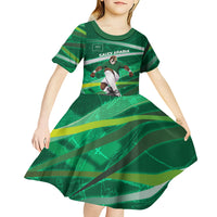 Personalized Saudi Arabia Football Kid Short Sleeve Dress Green Falcon National Pride Mascot