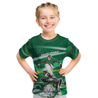 Personalized Saudi Arabia Football Kid T Shirt Green Falcon National Pride Mascot