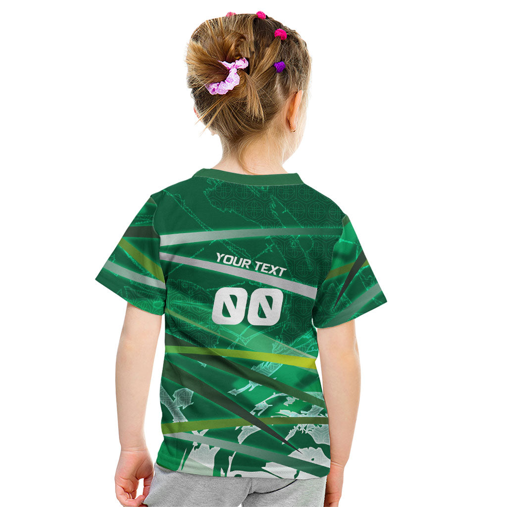 Personalized Saudi Arabia Football Kid T Shirt Green Falcon National Pride Mascot