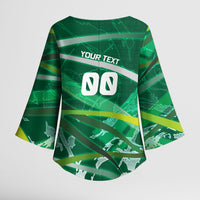 Personalized Saudi Arabia Football Kimono Sleeve Blouse Green Falcon National Pride Mascot