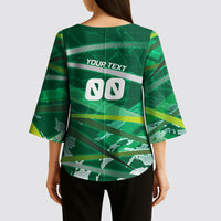 Personalized Saudi Arabia Football Kimono Sleeve Blouse Green Falcon National Pride Mascot
