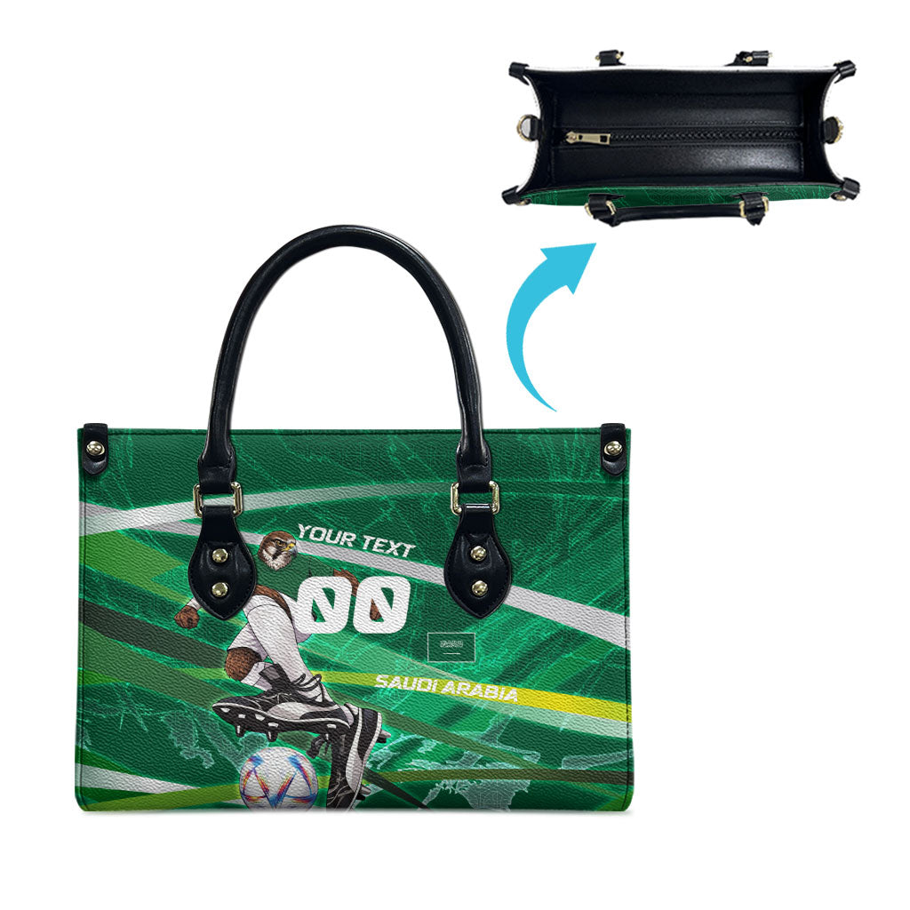 Personalized Saudi Arabia Football Leather Bag Green Falcon National Pride Mascot