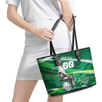 Personalized Saudi Arabia Football Leather Tote Bag Green Falcon National Pride Mascot