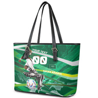 Personalized Saudi Arabia Football Leather Tote Bag Green Falcon National Pride Mascot