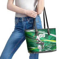 Personalized Saudi Arabia Football Leather Tote Bag Green Falcon National Pride Mascot
