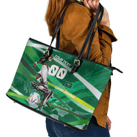 Personalized Saudi Arabia Football Leather Tote Bag Green Falcon National Pride Mascot
