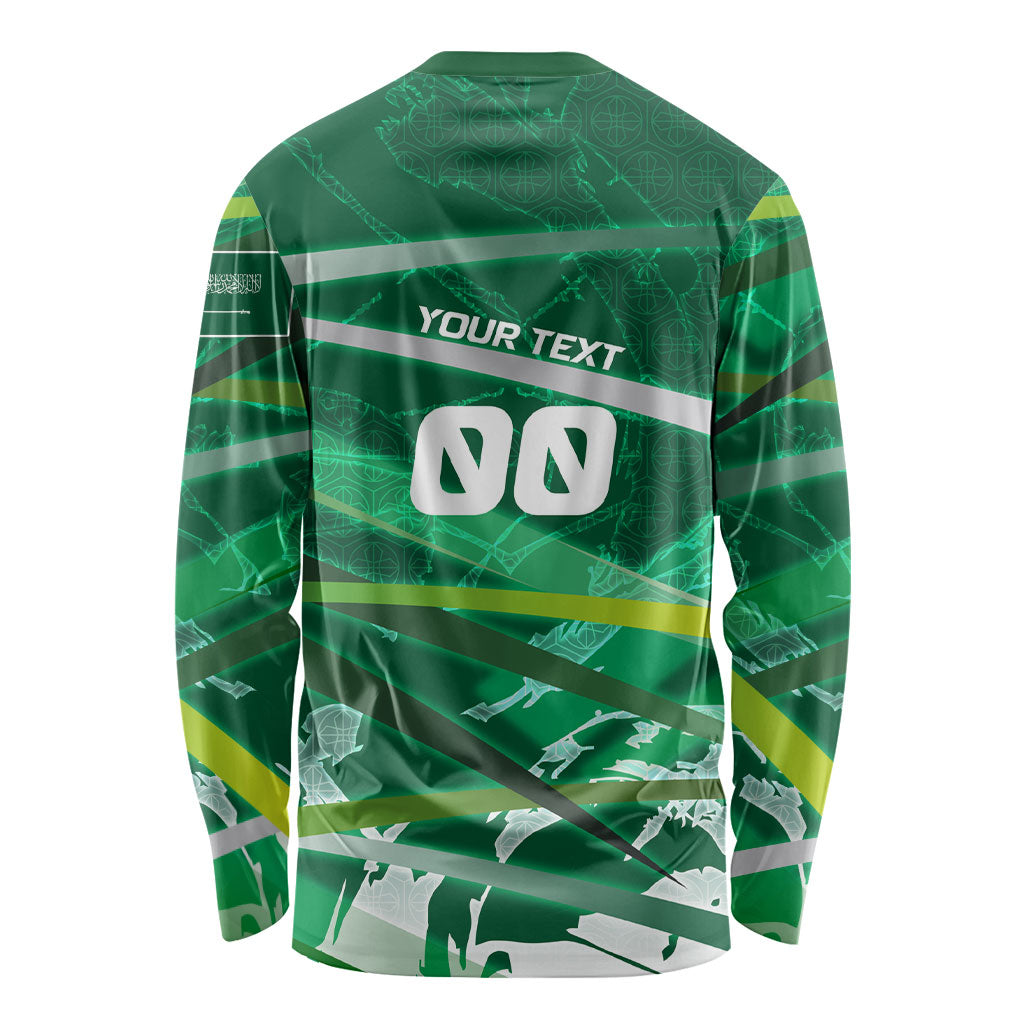 Personalized Saudi Arabia Football Long Sleeve Shirt Green Falcon National Pride Mascot