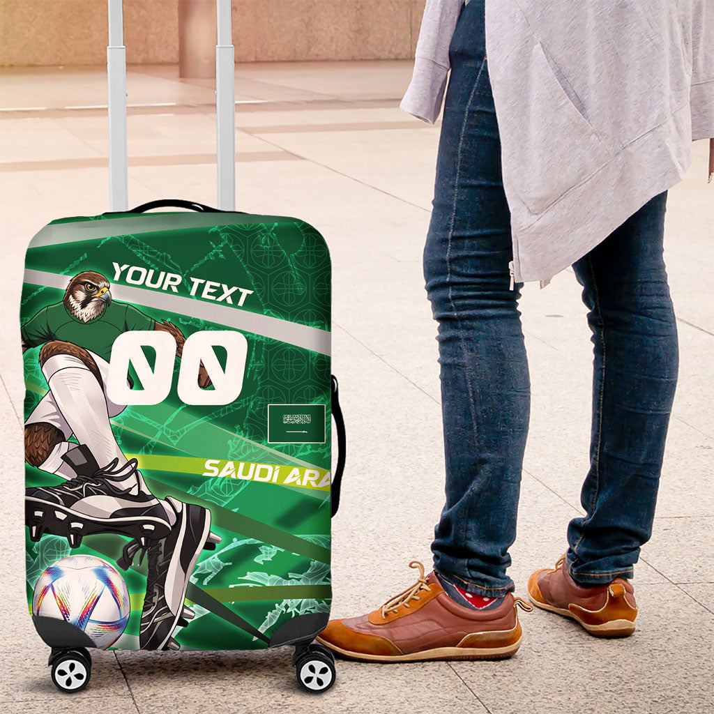 Personalized Saudi Arabia Football Luggage Cover Green Falcon National Pride Mascot