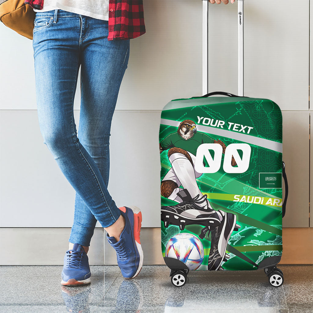 Personalized Saudi Arabia Football Luggage Cover Green Falcon National Pride Mascot