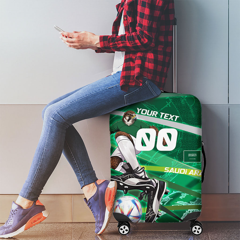Personalized Saudi Arabia Football Luggage Cover Green Falcon National Pride Mascot