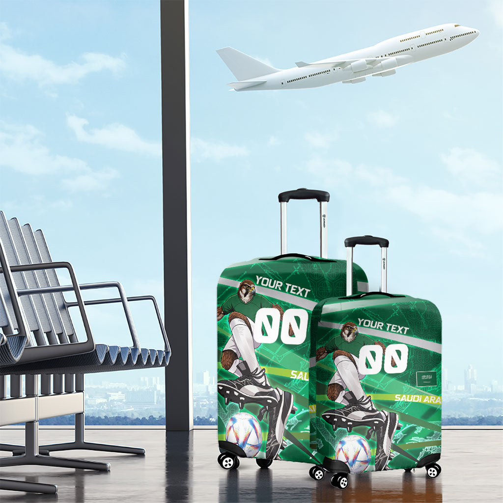 Personalized Saudi Arabia Football Luggage Cover Green Falcon National Pride Mascot