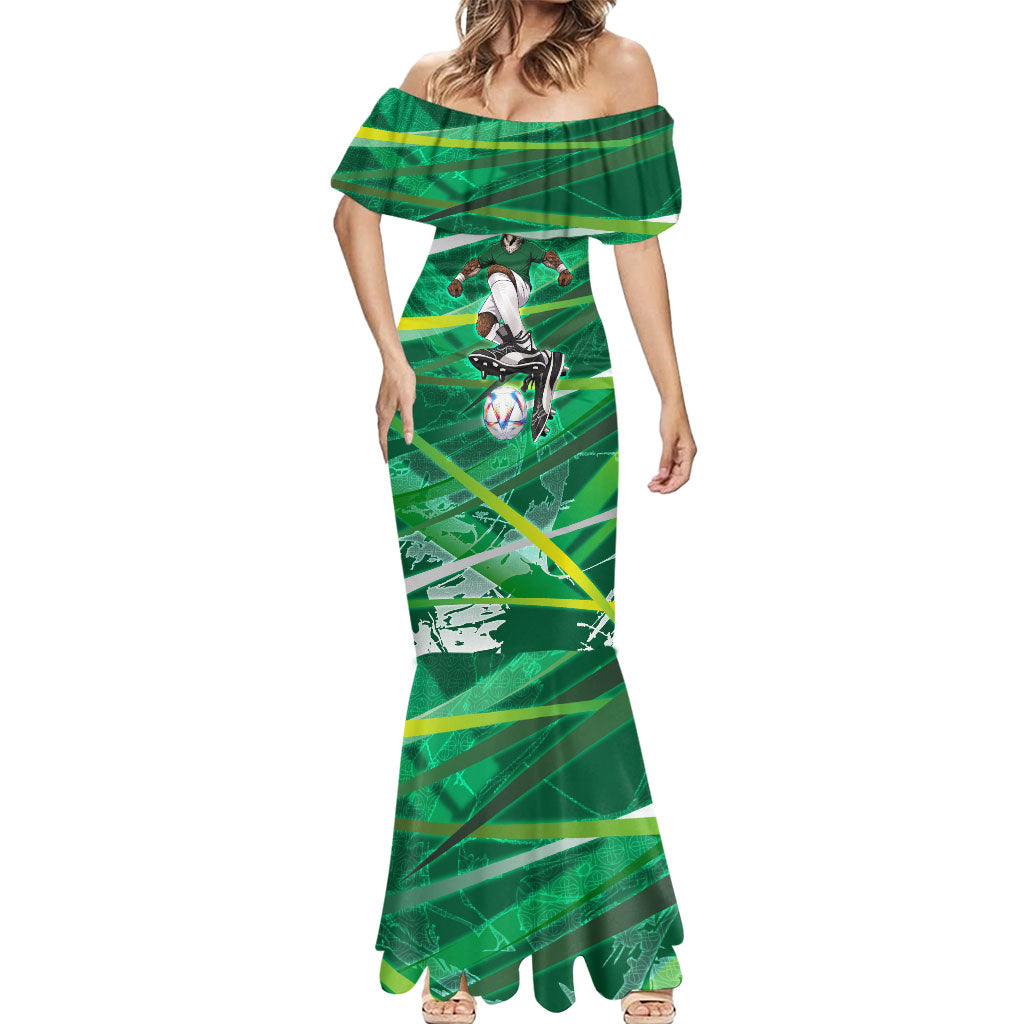 Personalized Saudi Arabia Football Mermaid Dress Green Falcon National Pride Mascot
