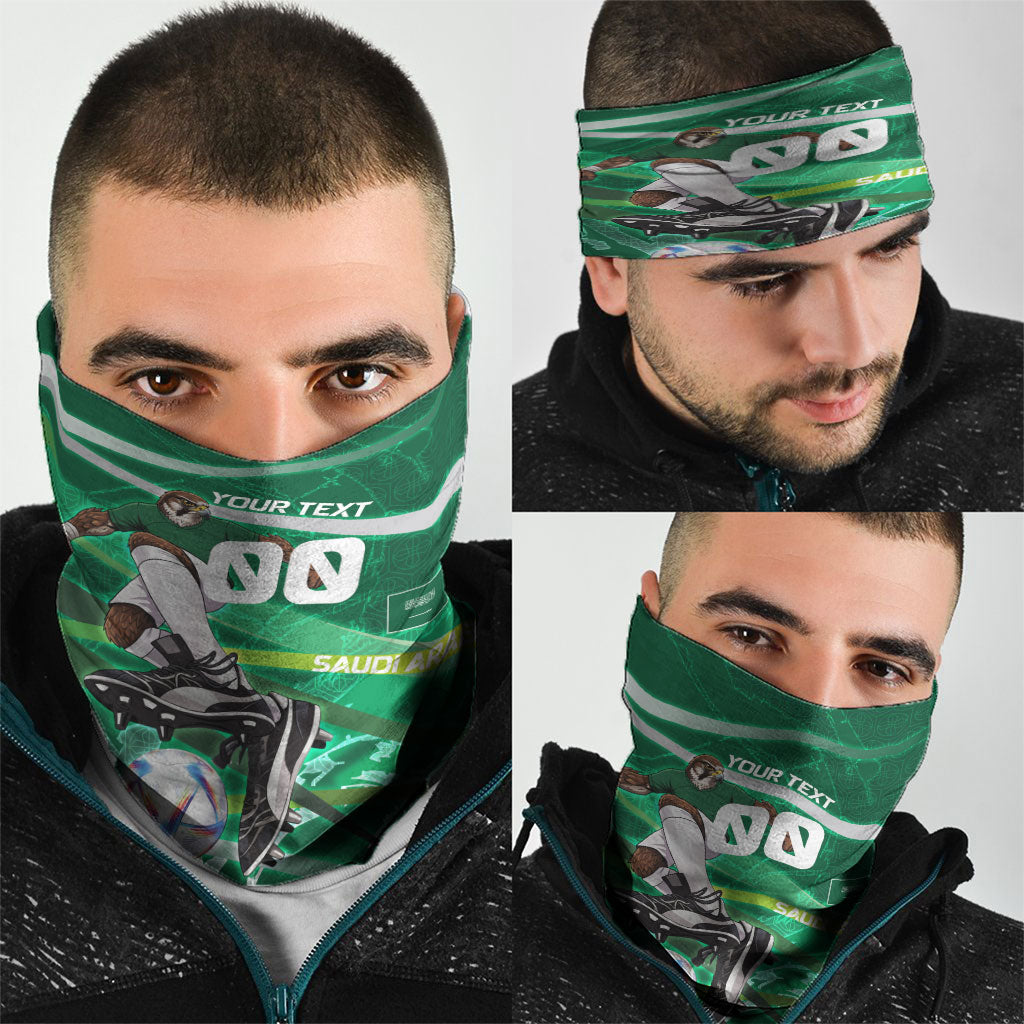 Personalized Saudi Arabia Football Neck Gaiter Green Falcon National Pride Mascot