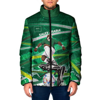 Personalized Saudi Arabia Football Padded Jacket Green Falcon National Pride Mascot
